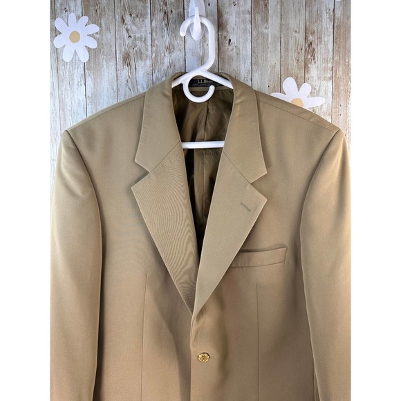 L.L. Bean Black Tag Men's Blazer Size‎ 41 Tall Camel Tan Notched Lapel Pockets - Picture 3 of 9